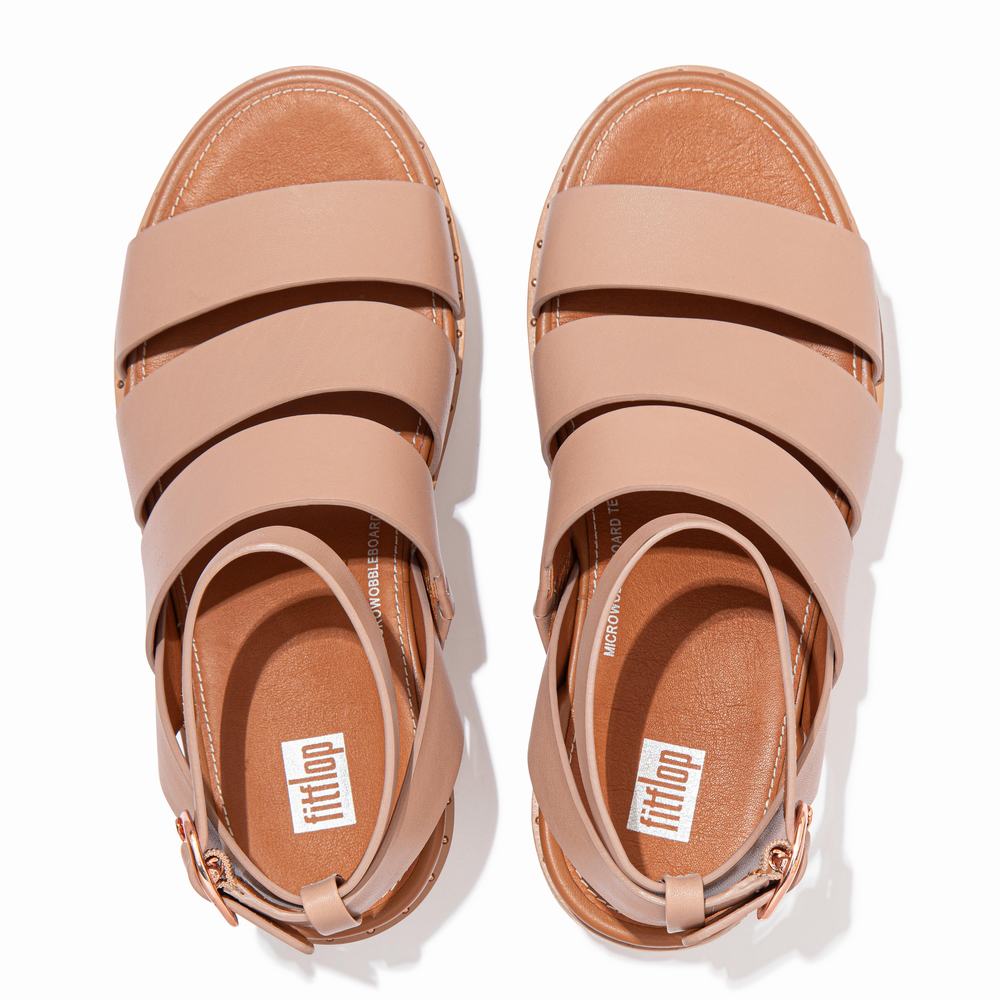 Fitflop ELOISE Espadrille Leather Sleehak Sandalen Dames Beige | VOK698215