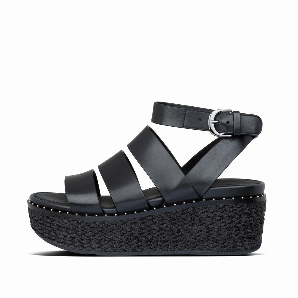 Fitflop ELOISE Espadrille Sleehak Sandalen Dames Zwart | KID360195