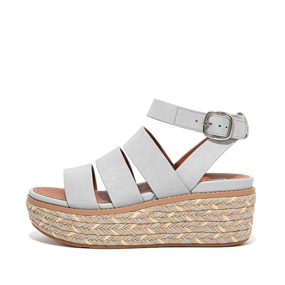 Fitflop ELOISE Espadrille Suede Sleehak Sandalen Dames Grijs | GPX739251