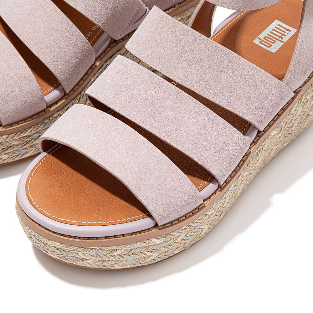 Fitflop ELOISE Espadrille Suede Sleehak Sandalen Dames Roze | HJG376418