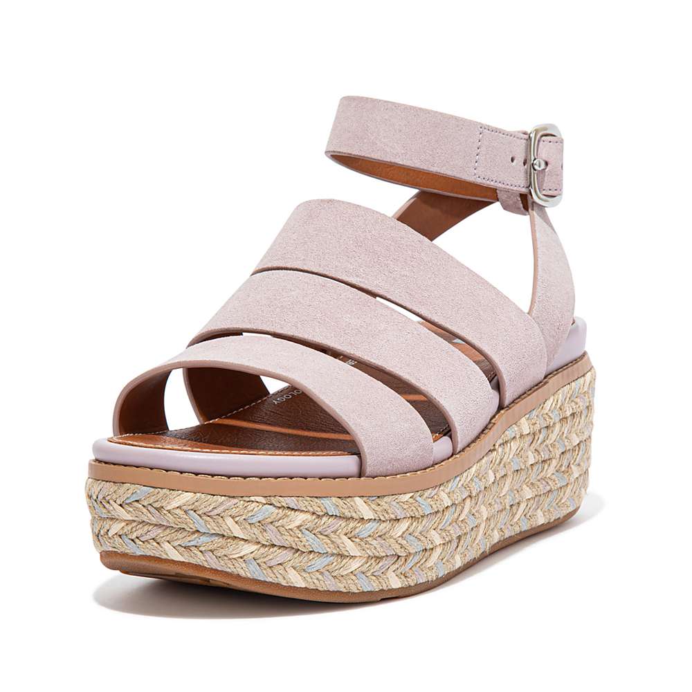 Fitflop ELOISE Espadrille Suede Sleehak Sandalen Dames Roze | HJG376418