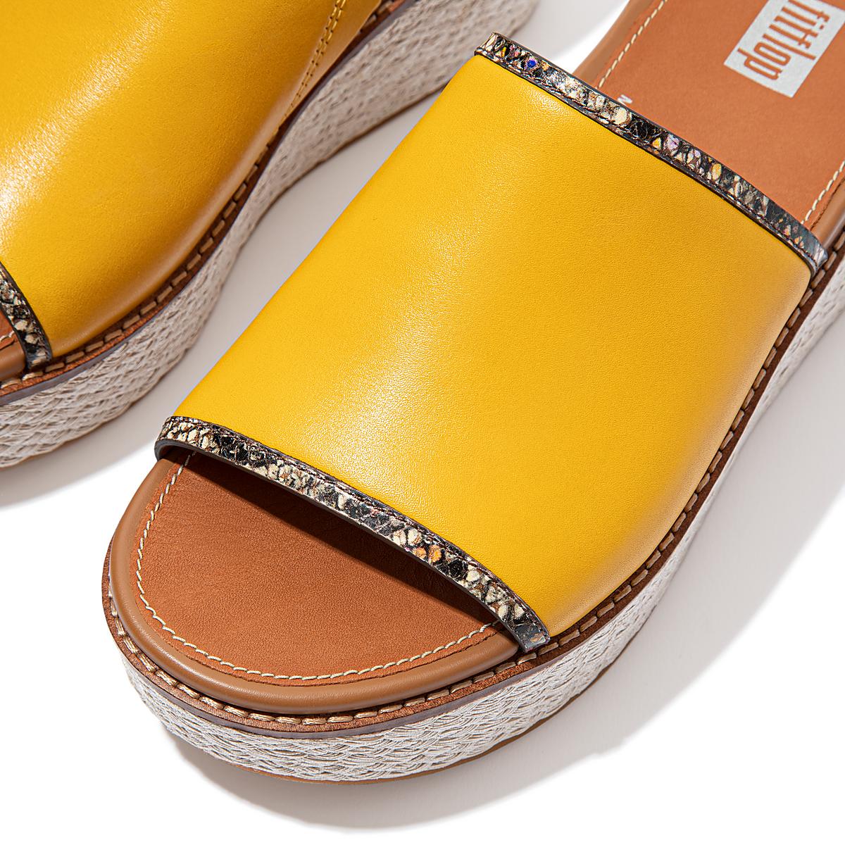 Fitflop ELOISE Snake Trim Espadrille Slides Sandalen Dames Oranje Geel | JCB351974