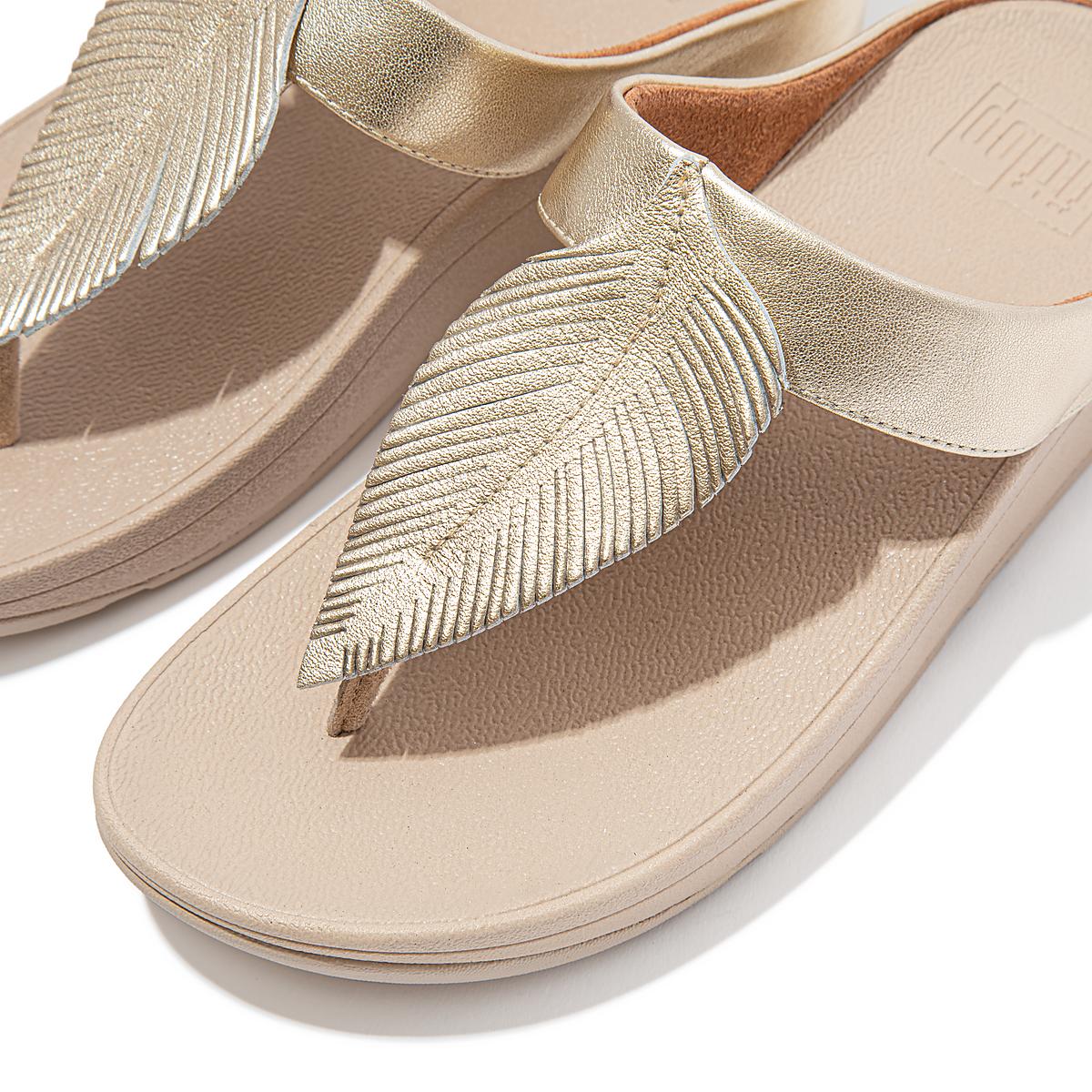 Fitflop FINO Feather Metallic Toe-Post Sandalen Dames Bruin Goud | ZKQ943867