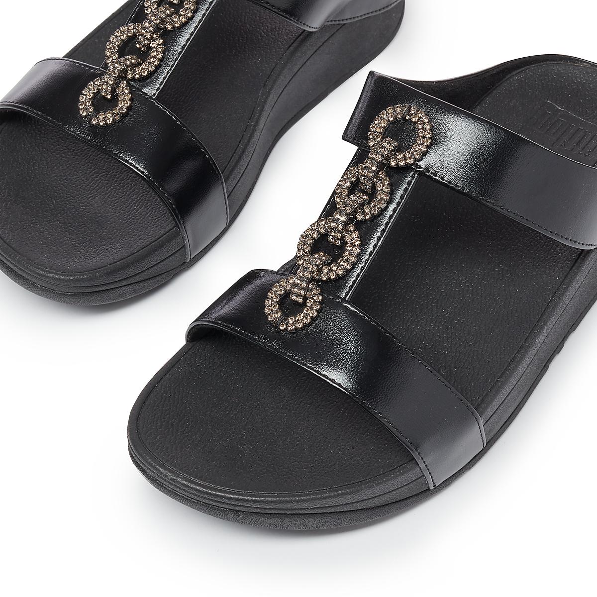 Fitflop FINO Sparkle Slides Sandalen Dames Zwart | LIN614592