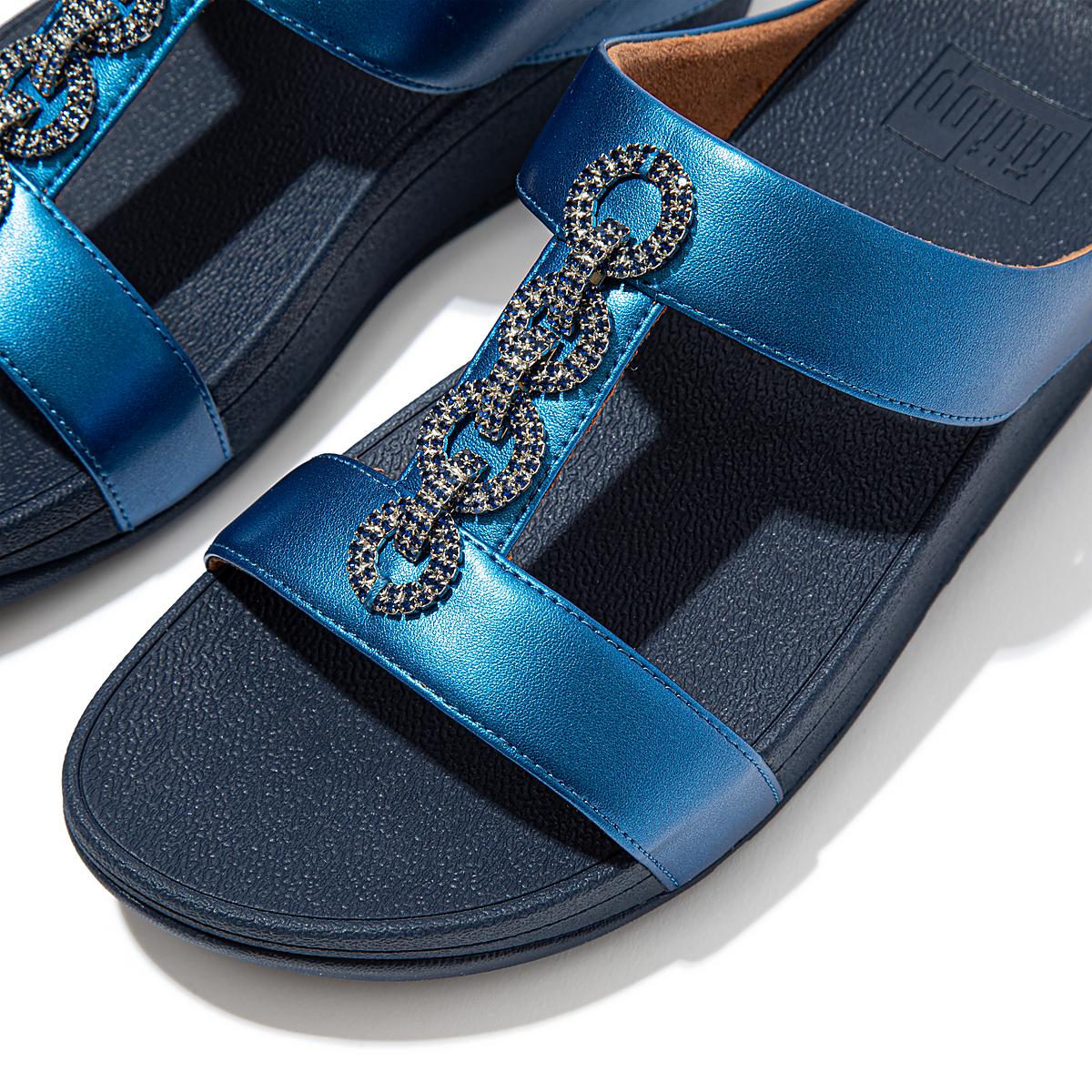 Fitflop FINO Sparkle Slides Sandalen Dames Blauw | MZI589123