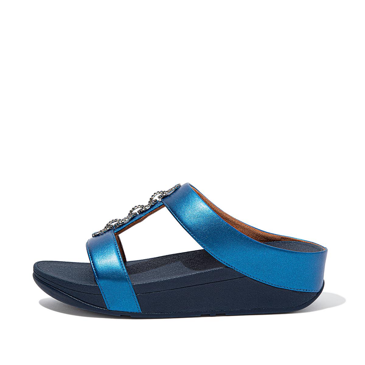 Fitflop FINO Sparkle Slides Sandalen Dames Blauw | MZI589123