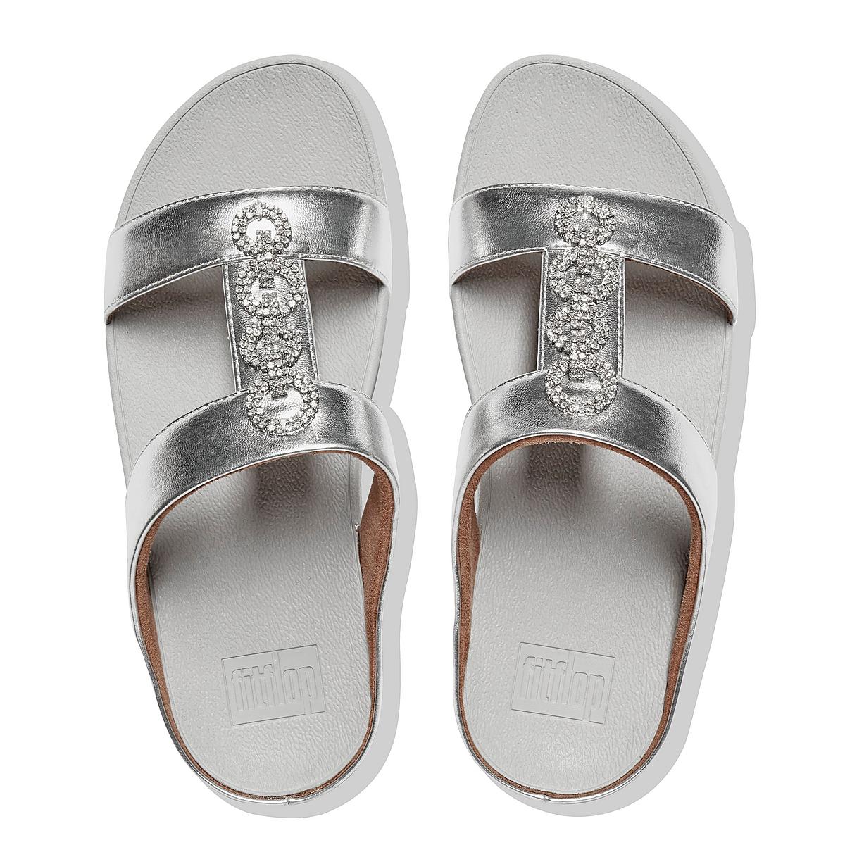 Fitflop FINO Sparkle Slides Sandalen Dames Zilver | SIC471983