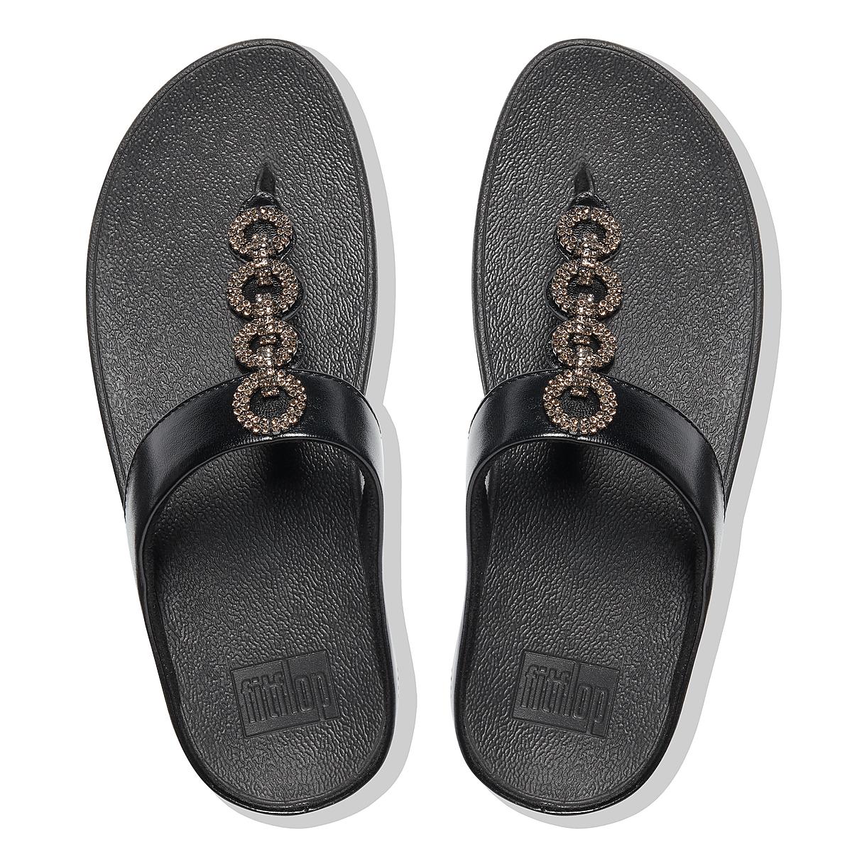 Fitflop FINO Sparkle Toe-Post Sandalen Dames Zwart | IUY652817