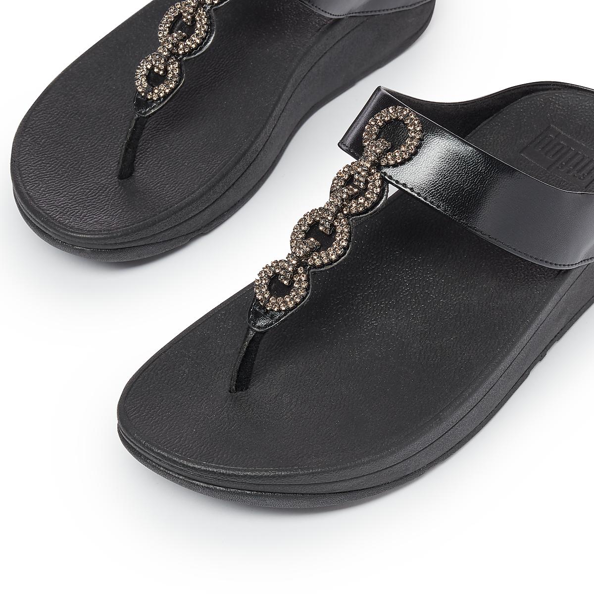 Fitflop FINO Sparkle Toe-Post Sandalen Dames Zwart | IUY652817