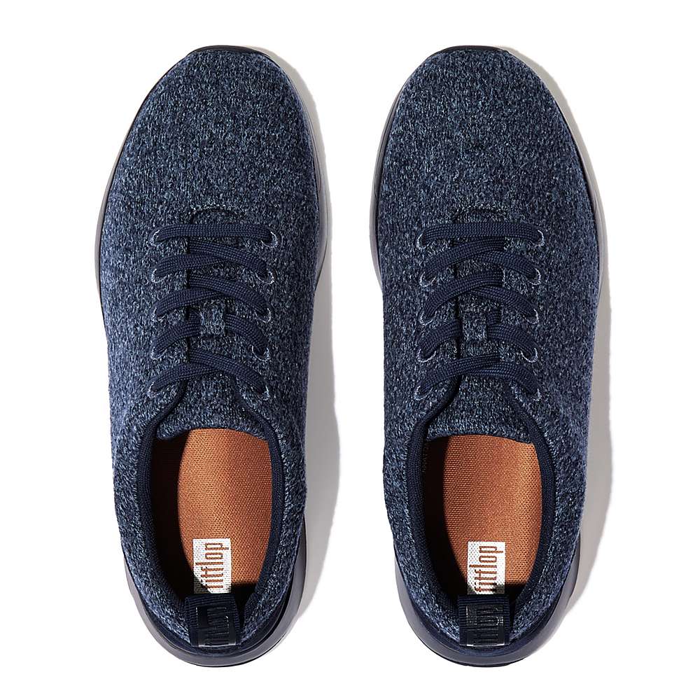 Fitflop FLEXKNIT E01 Merino Wol-Mix Sneakers Heren Donkerblauw | VSE093876