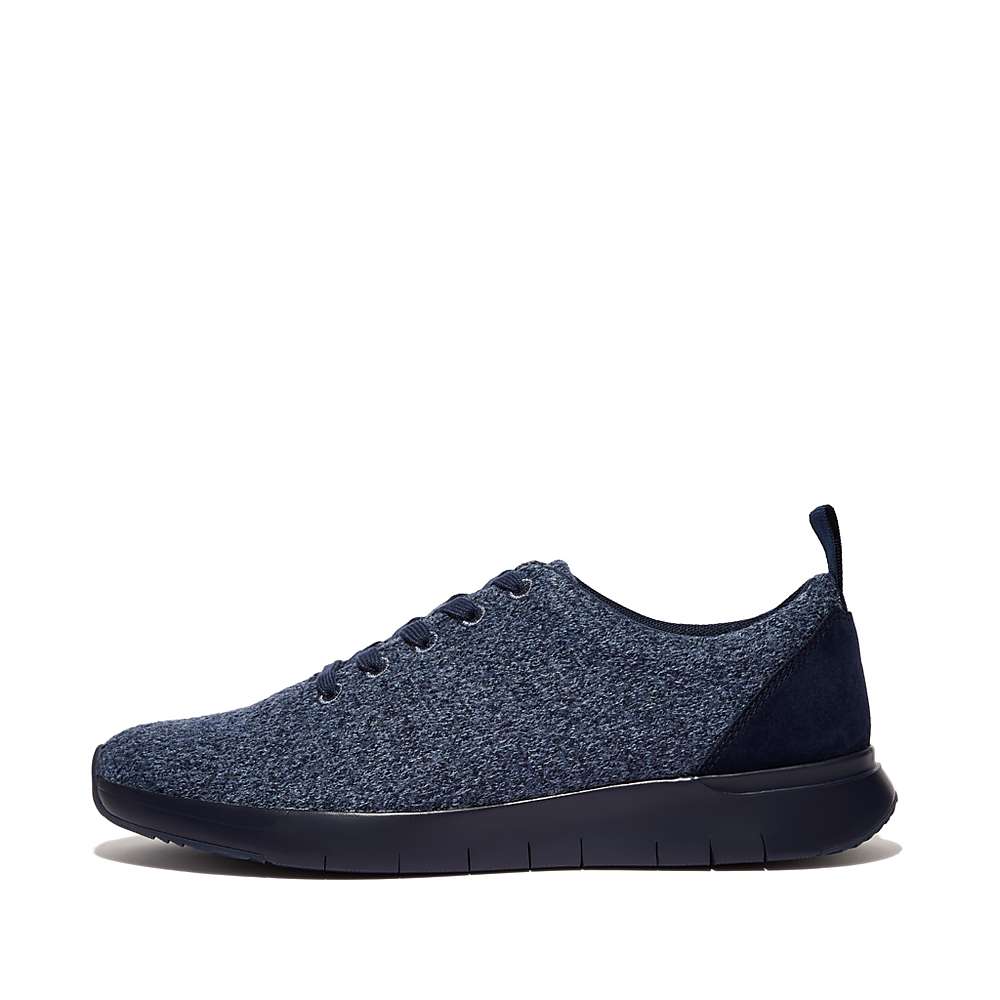 Fitflop FLEXKNIT E01 Merino Wol-Mix Sneakers Heren Donkerblauw | VSE093876