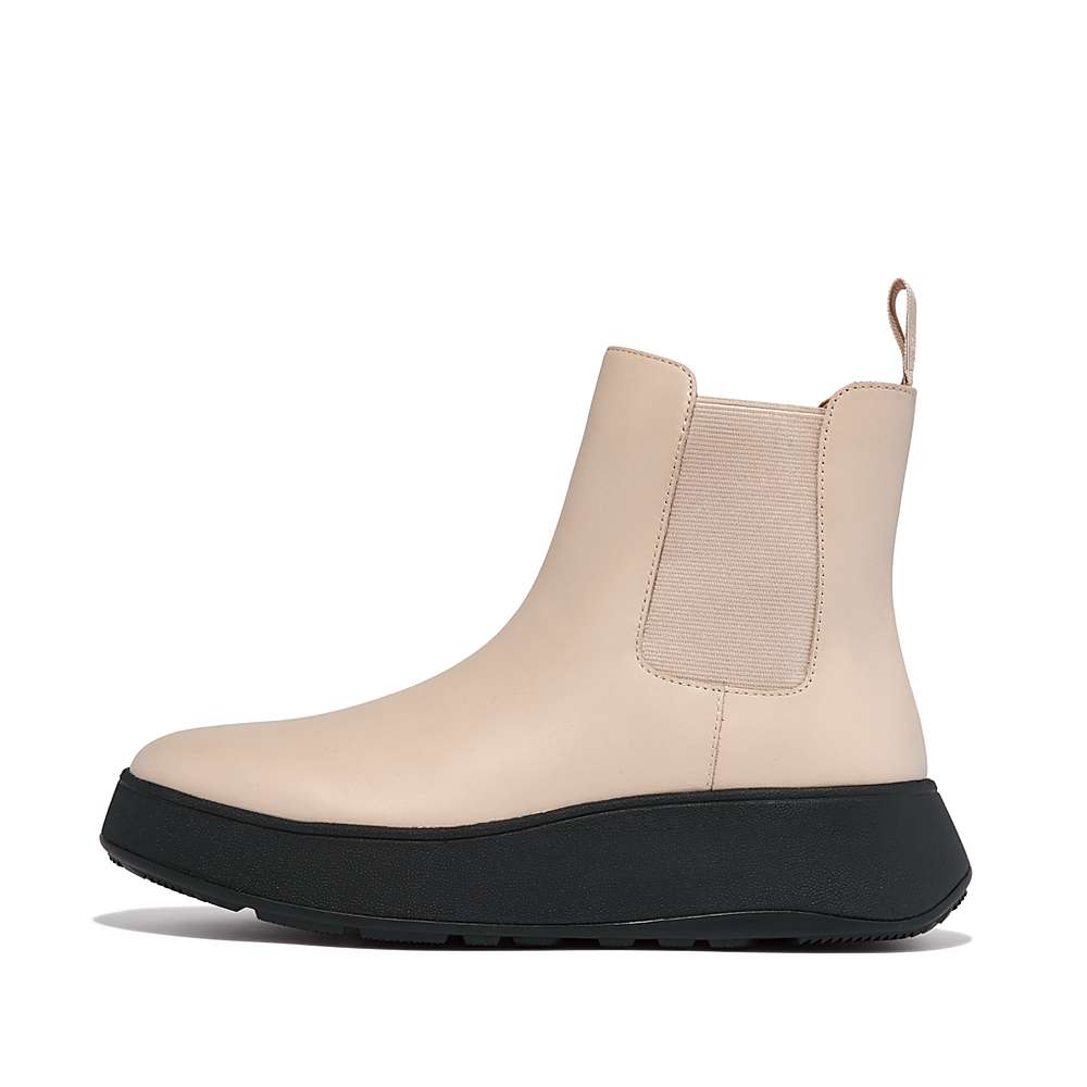 Fitflop F-MODE Leather Flatform Laarsjes Dames Grijs Beige | MFW398652