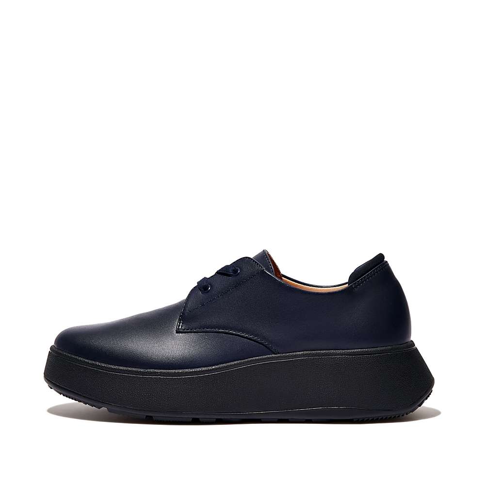 Fitflop F-MODE Leather Flatform Lace-Up Derbies Sneakers Dames Donkerblauw | COH967230