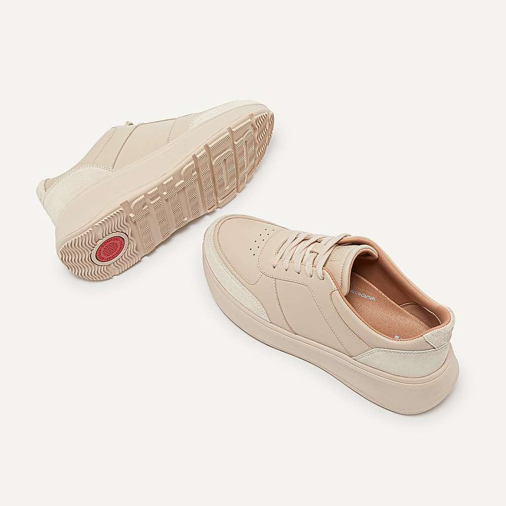 Fitflop F-MODE Leather Suede Flatform Sneakers Dames Grijs Beige | WNO079831