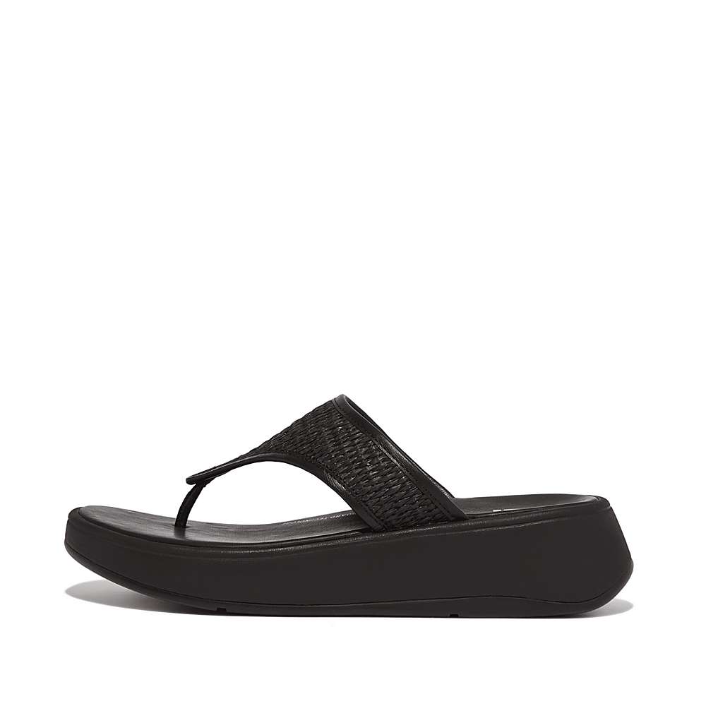 Fitflop F-MODE Woven Flatform Toe-Post Sandalen Dames Zwart | DRE027956