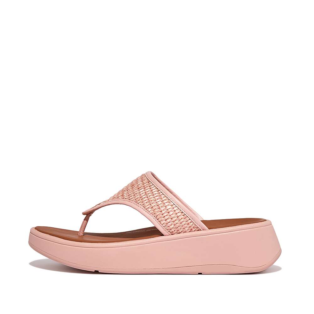 Fitflop F-MODE Woven Flatform Toe-Post Sandalen Dames Roze | NDK609458