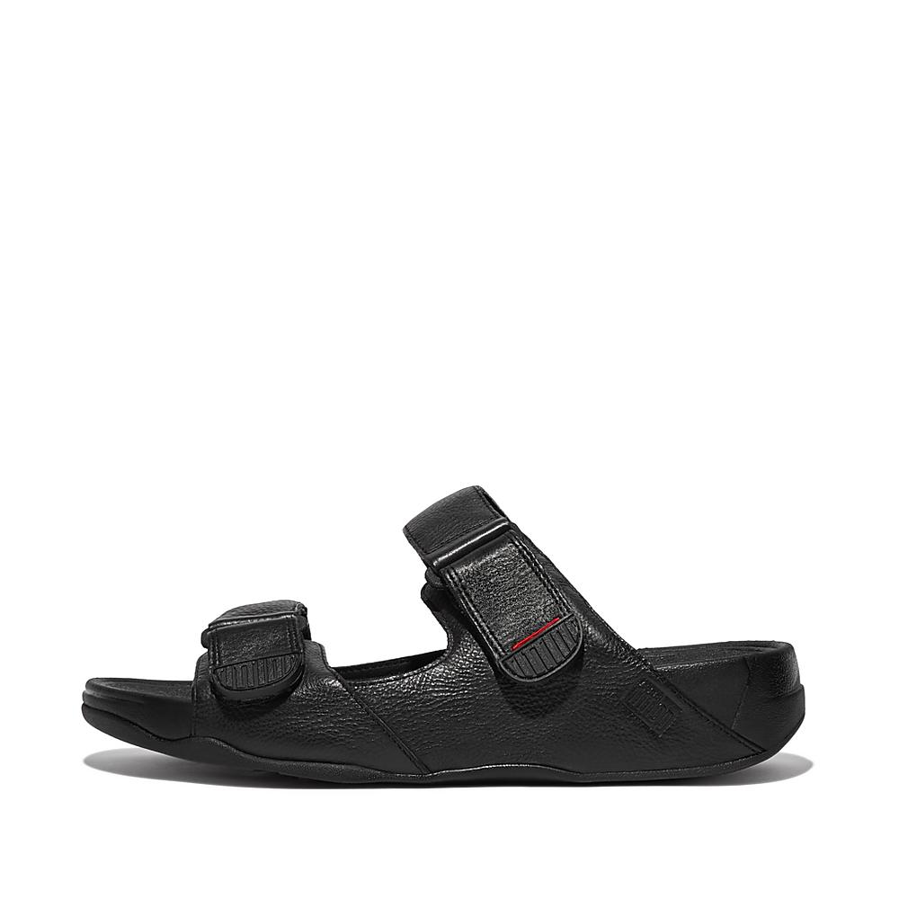 Fitflop GOGH MOC Adjustable Leather Slides Sandalen Heren Zwart | RVB861507