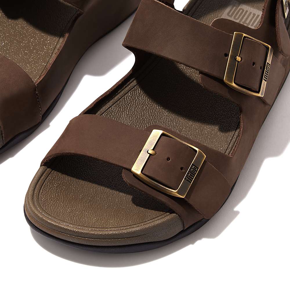 Fitflop GOGH MOC Buckle Nubuck Sandalen Heren Bruin | RLV048765