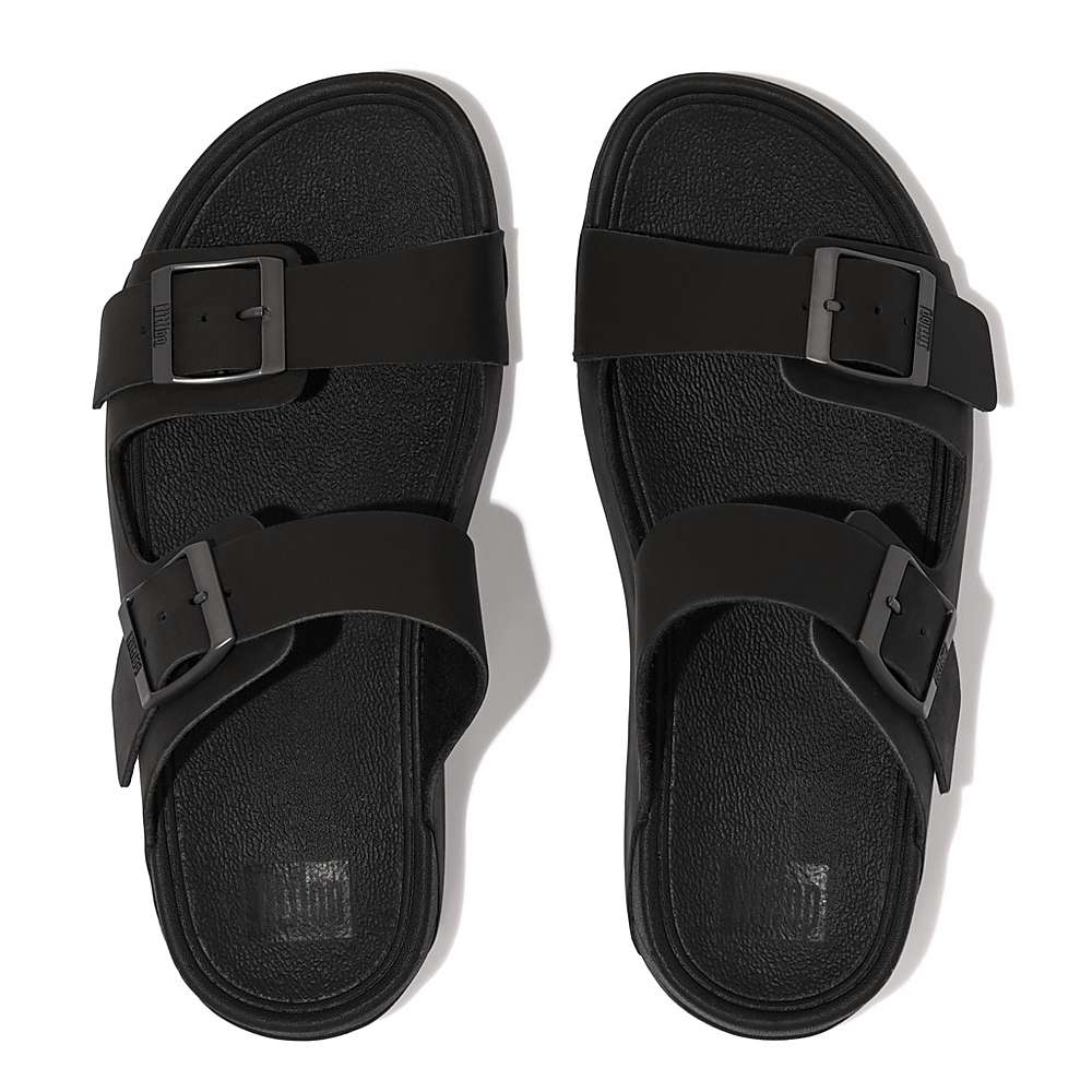 Fitflop GOGH MOC Buckle Nubuck Slides Sandalen Heren Zwart | UQS871306