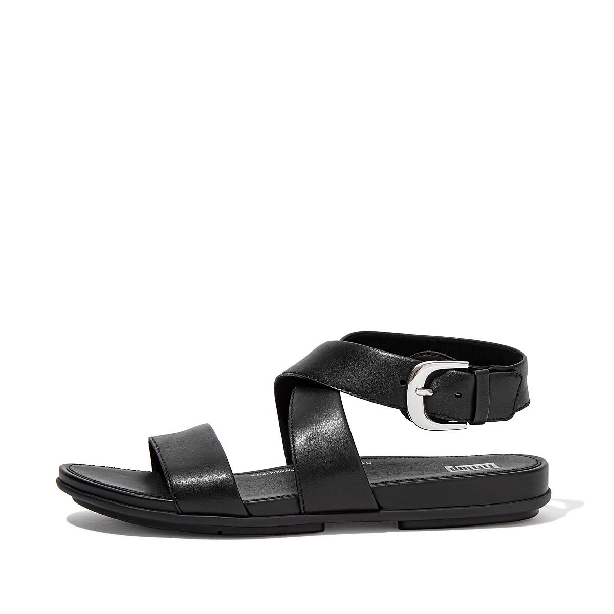 Fitflop GRACIE Buckle Leather Ankle-Strap Sandalen Dames Zwart | RAH754260