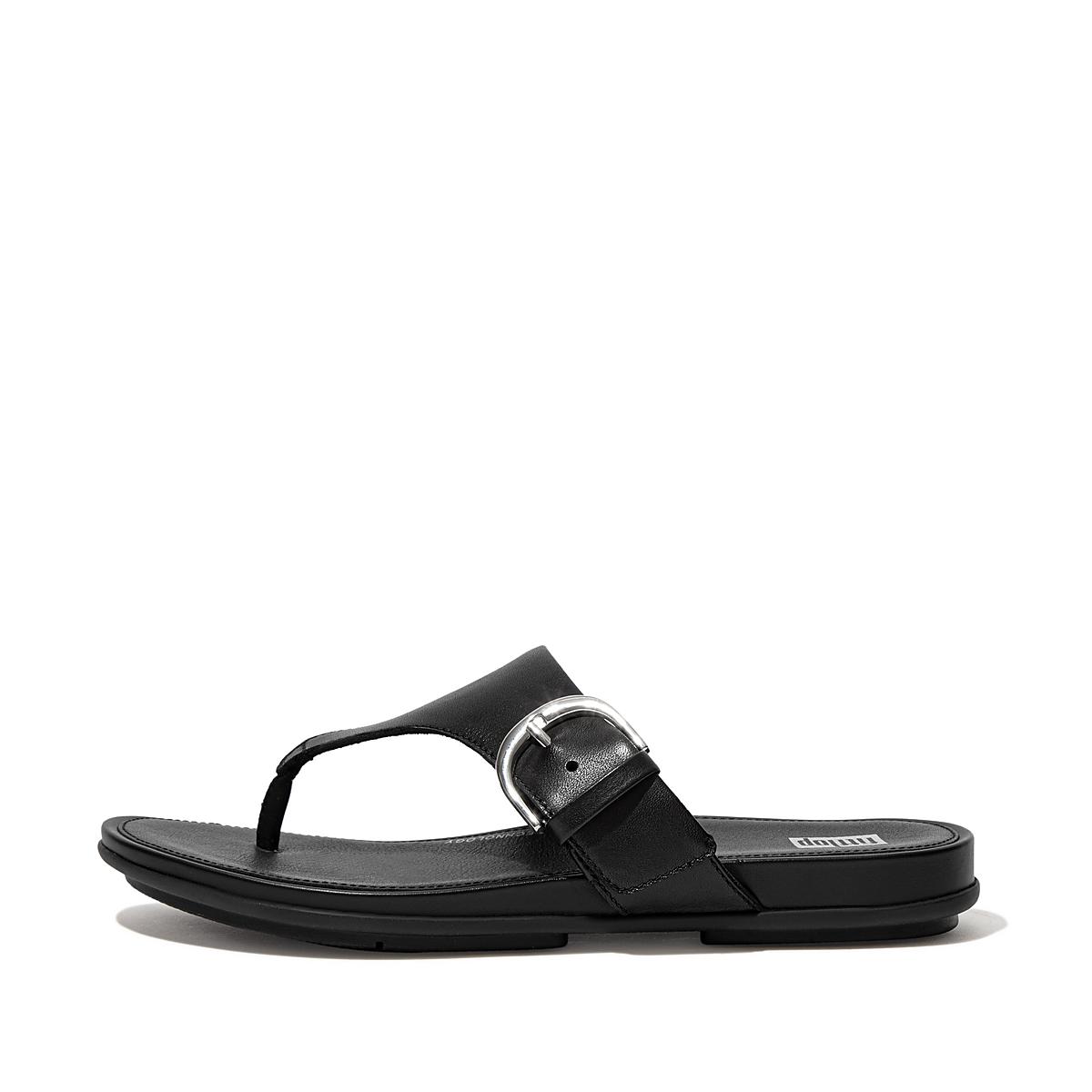 Fitflop GRACIE Buckle Leather Toe-Post Sandalen Dames Zwart | BKJ286741