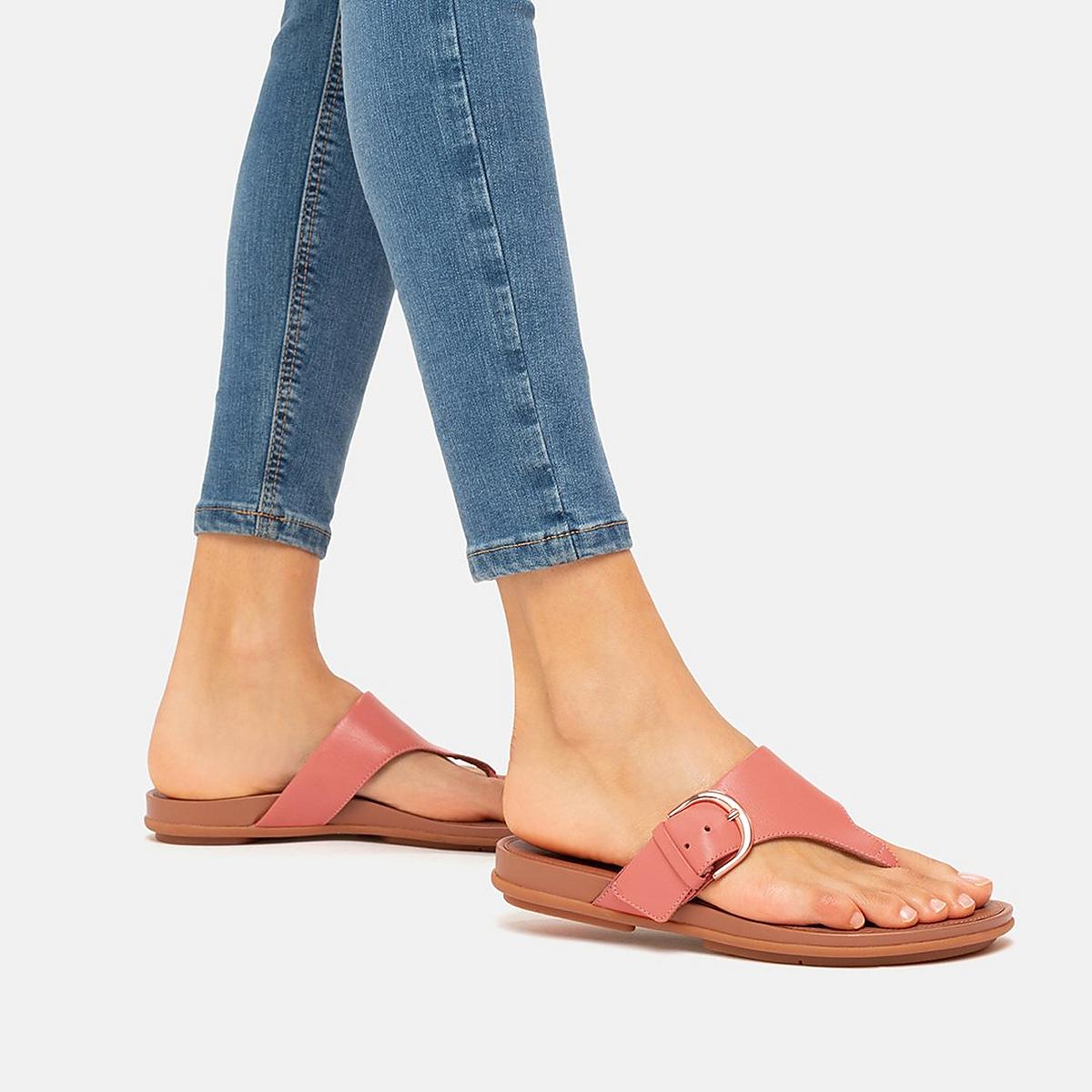 Fitflop GRACIE Buckle Leather Toe-Post Sandalen Dames Roze | LFJ210937