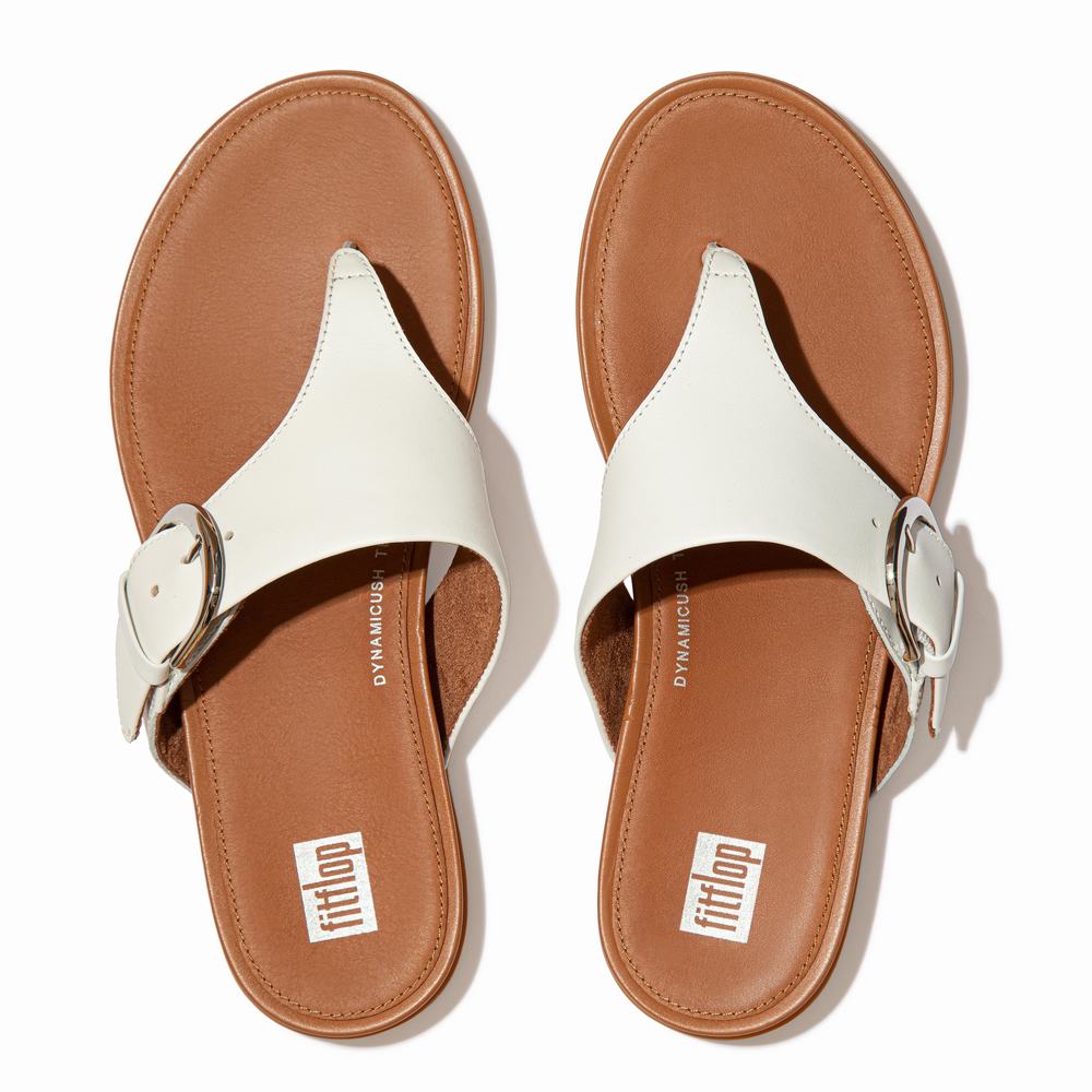 Fitflop GRACIE Buckle Leather Toe-Post Sandalen Dames Wit | UGP183029