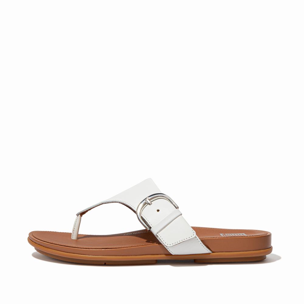 Fitflop GRACIE Buckle Leather Toe-Post Sandalen Dames Wit | UGP183029