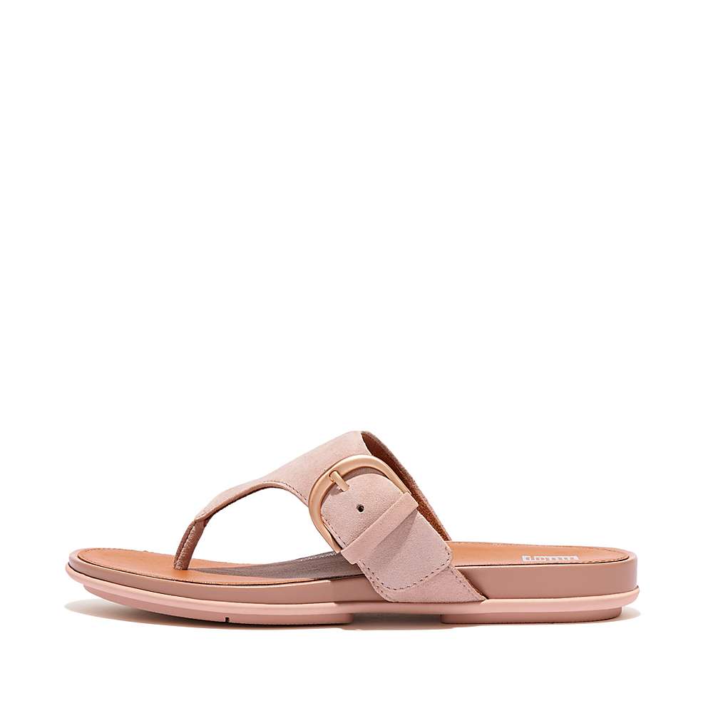 Fitflop GRACIE Buckle Suede Toe-Post Sandalen Dames Beige | QAB907652