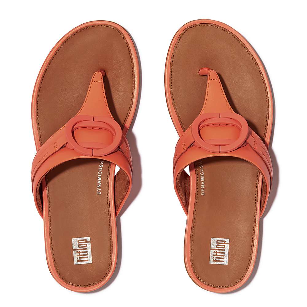 Fitflop GRACIE Circlet Leather Toe-Post Sandalen Dames Oranje Koraal | IWZ539648