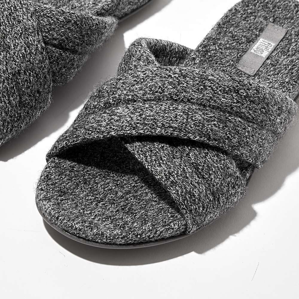 Fitflop GRACIE E01 Merino Wol-Mix Cross Slippers Dames Grijs | XZV238501