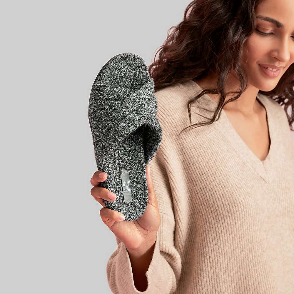 Fitflop GRACIE E01 Merino Wol-Mix Cross Slippers Dames Grijs | XZV238501