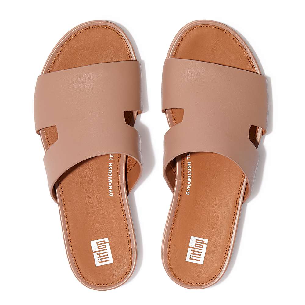 Fitflop GRACIE Leather Slides With Toe-Post Sandalen Dames Beige | NAR217840