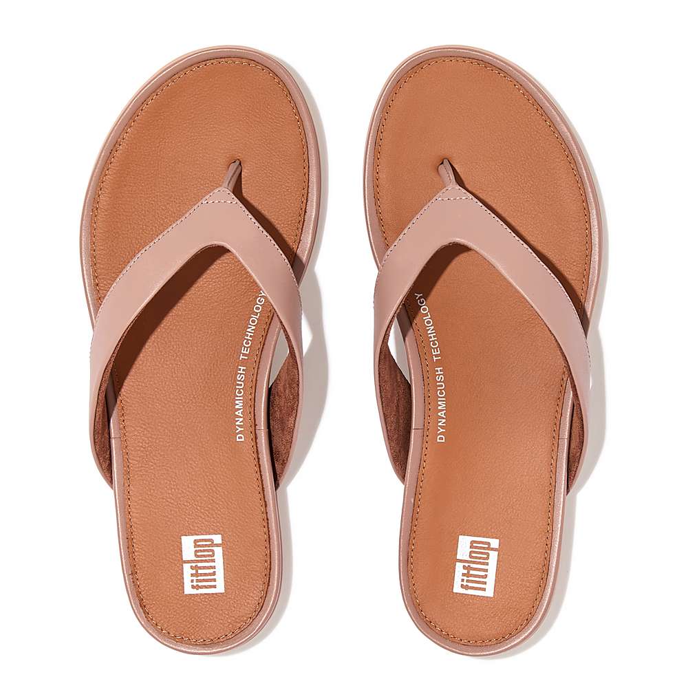 Fitflop GRACIE Leather Teenslippers Dames Roze | OIB097246