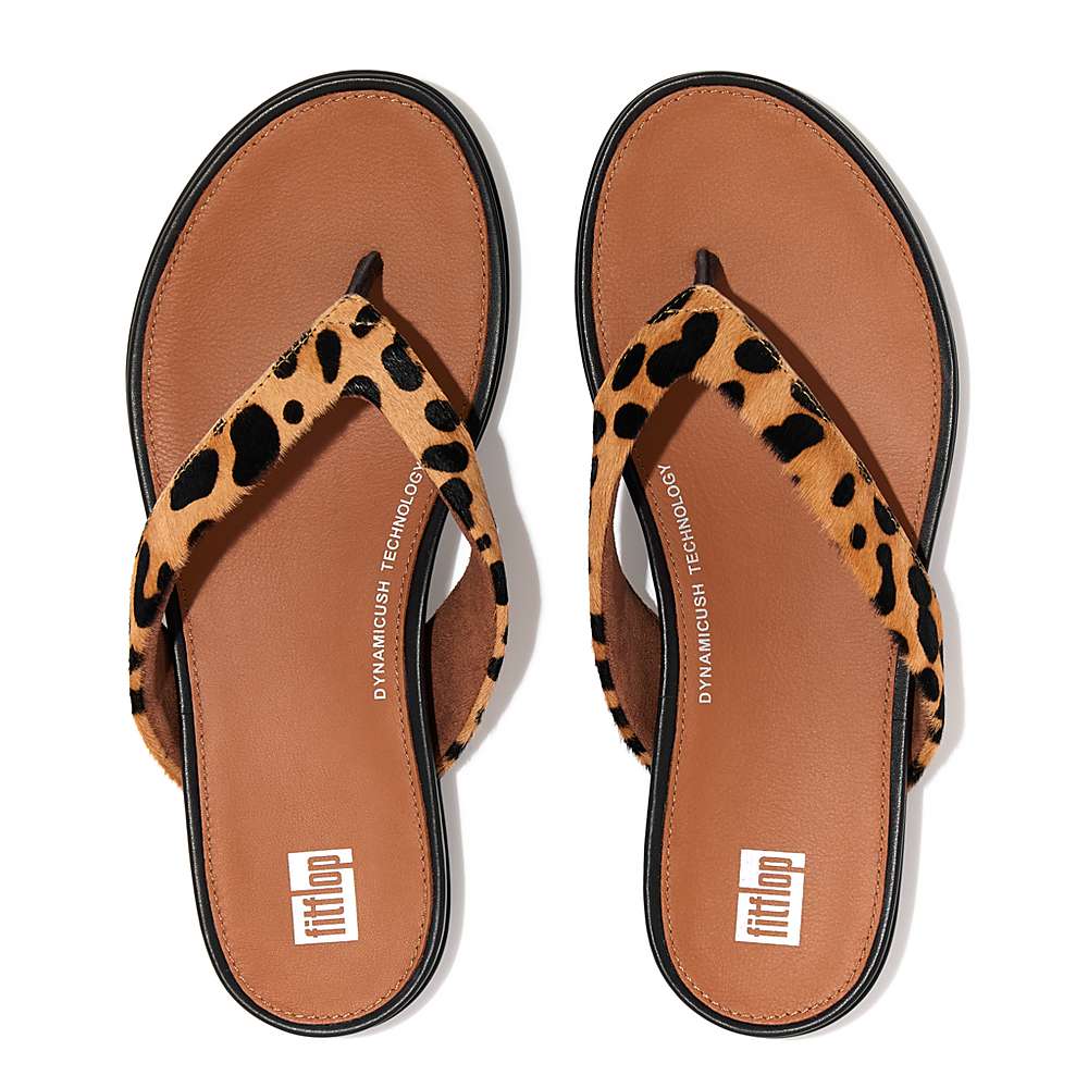 Fitflop GRACIE Leopard-Print Leather Teenslippers Dames Leopard | EGL407396