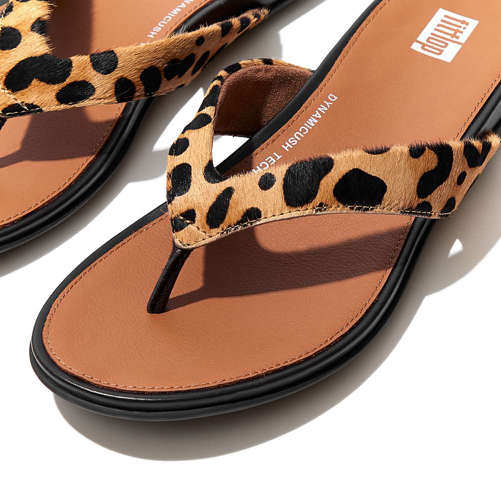 Fitflop GRACIE Leopard-Print Leather Teenslippers Dames Leopard | EGL407396