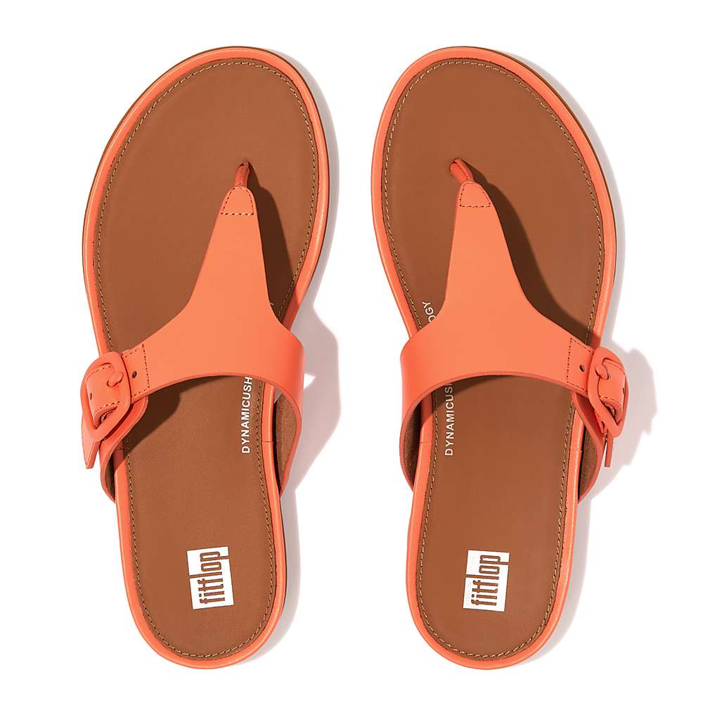 Fitflop GRACIE Matt-Buckle Leather Toe-Post Sandalen Dames Oranje Koraal | FAS924135