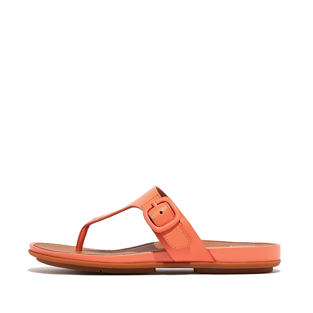 Fitflop GRACIE Matt-Buckle Leather Toe-Post Sandalen Dames Oranje Koraal | FAS924135