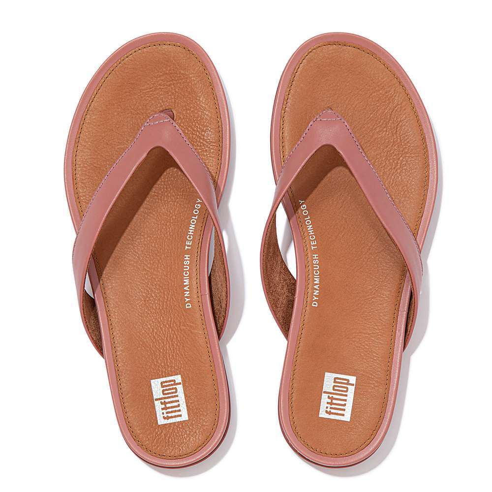 Fitflop GRACIE Wider-Fit Leather Teenslippers Dames Roze | BVH895714