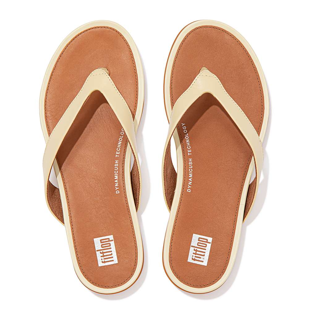 Fitflop GRACIE Wider-Fit Leather Teenslippers Dames Geel | TNV982670