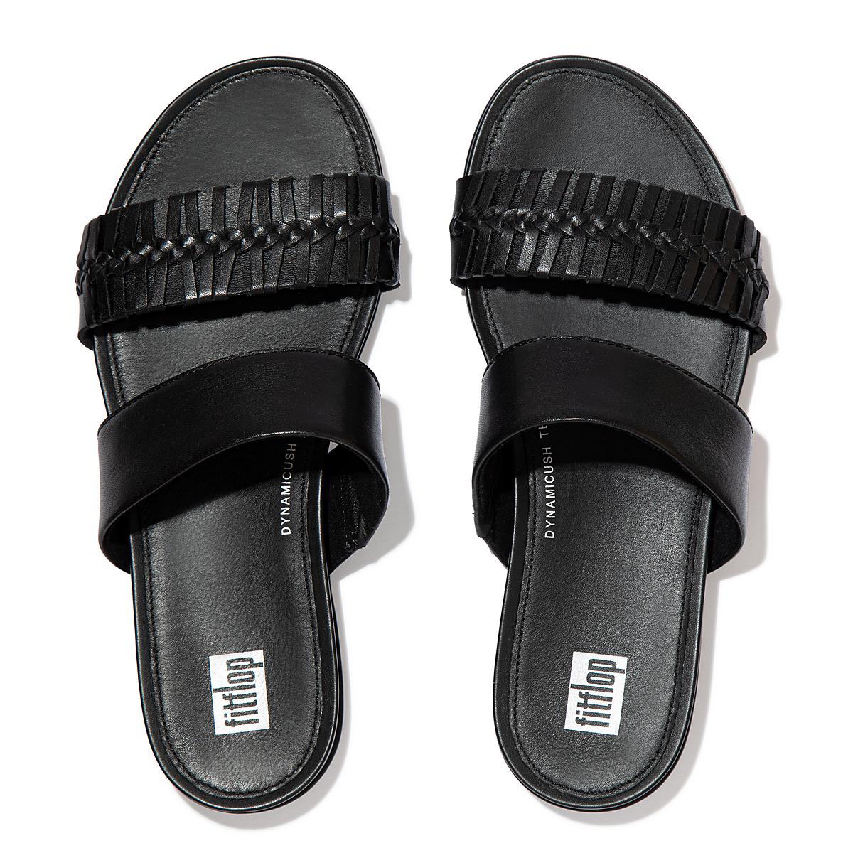 Fitflop GRACIE Wrapped Weave Slides Sandalen Dames Zwart | SXQ451038