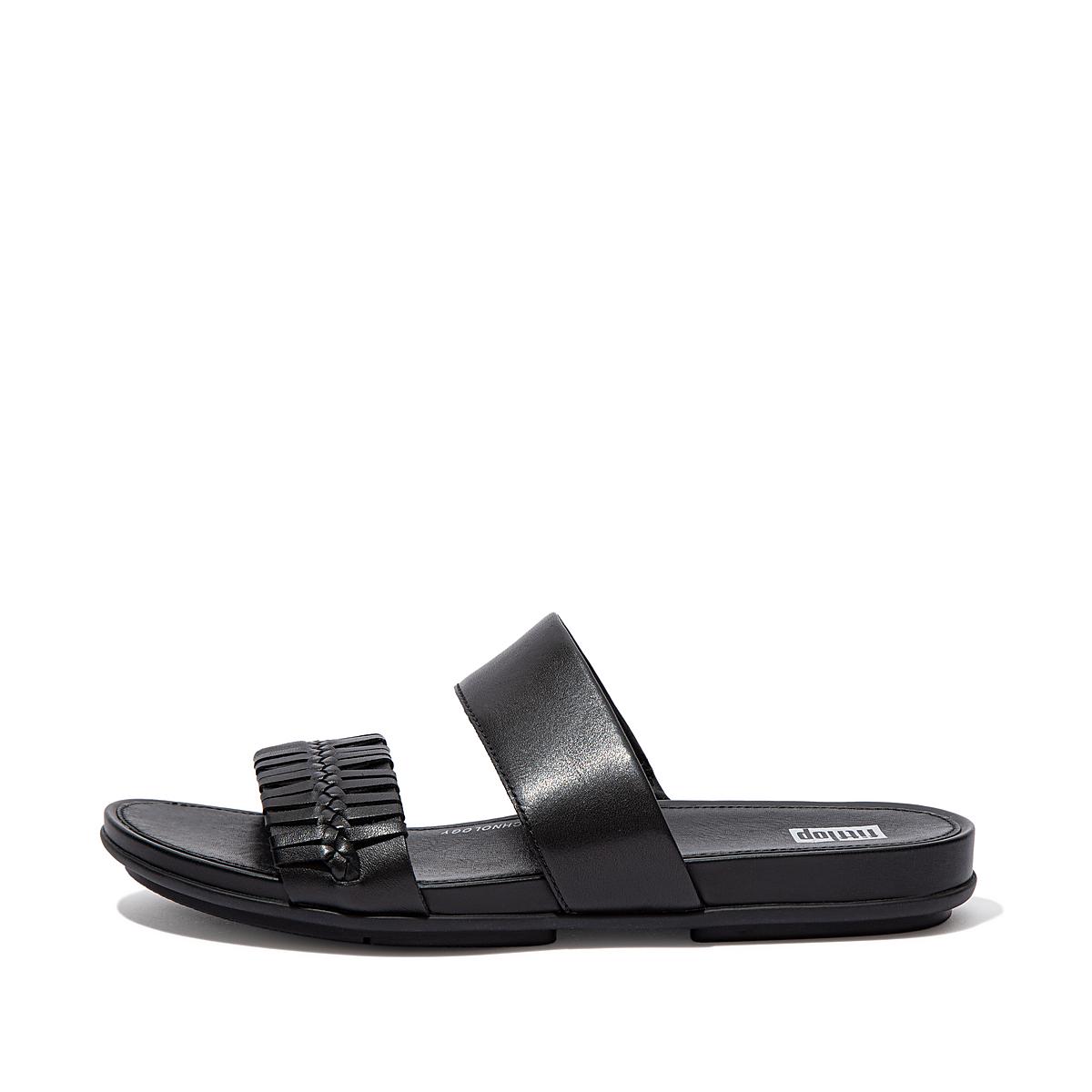 Fitflop GRACIE Wrapped Weave Slides Sandalen Dames Zwart | SXQ451038