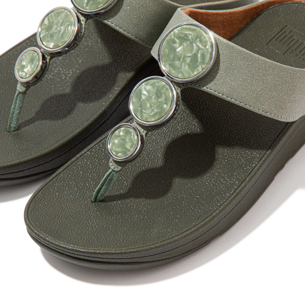 Fitflop HALO Shimmer Toe-Post Sandalen Dames Groen | FDT042915