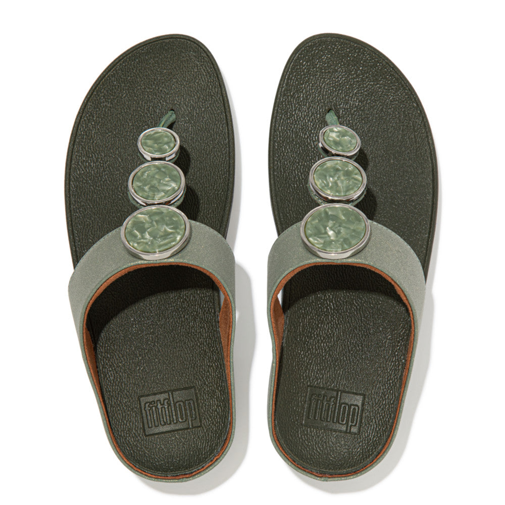 Fitflop HALO Shimmer Toe-Post Sandalen Dames Groen | FDT042915