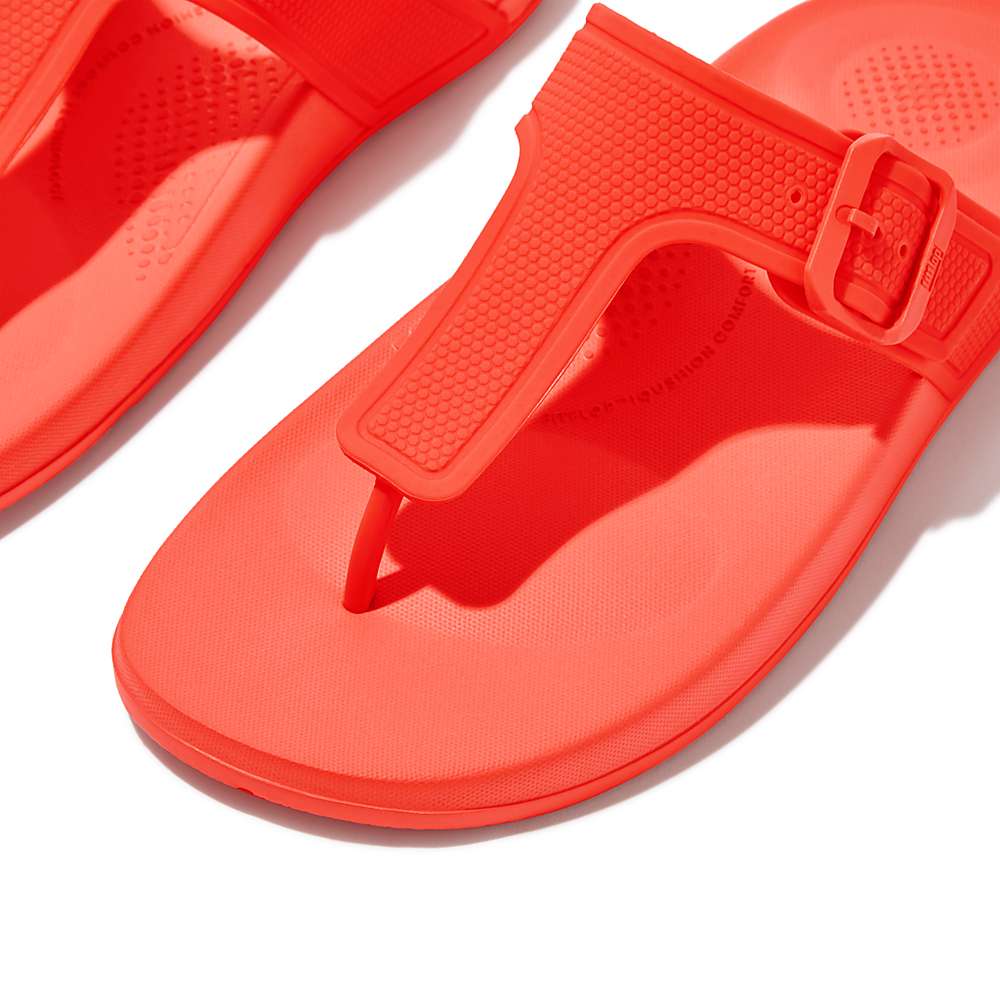 Fitflop IQUSHION Adjustable Buckle Teenslippers Dames Oranje | IYK875201