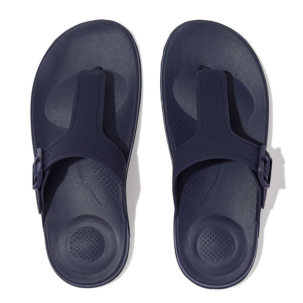 Fitflop IQUSHION Adjustable Buckle Teenslippers Dames Donkerblauw | YCR215796