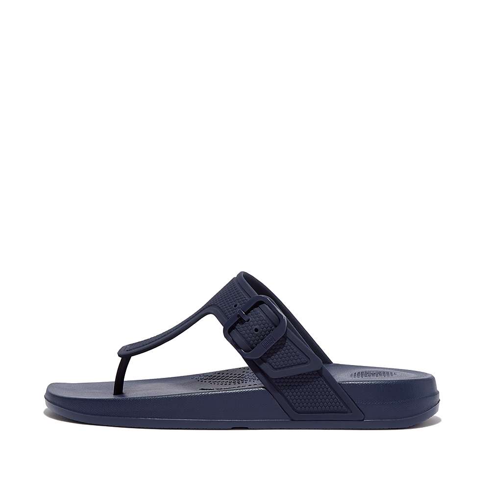 Fitflop IQUSHION Adjustable Buckle Teenslippers Dames Donkerblauw | YCR215796