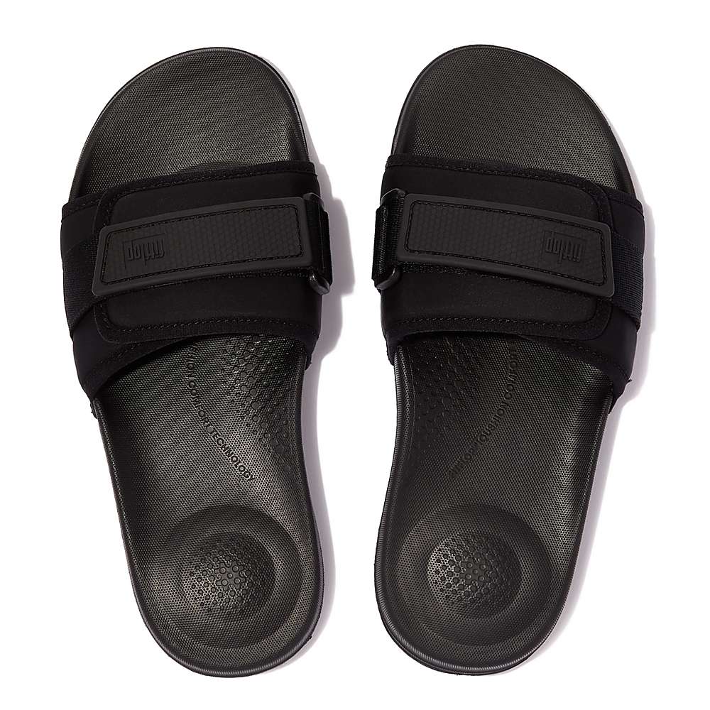 Fitflop IQUSHION Adjustable Water-Resistant Badslippers Dames Zwart | SOE098567