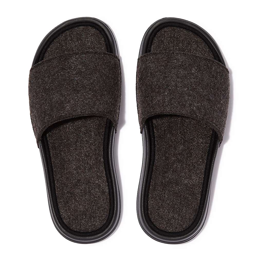 Fitflop IQUSHION E01 Felt Badslippers Dames Zwart | PVZ341987