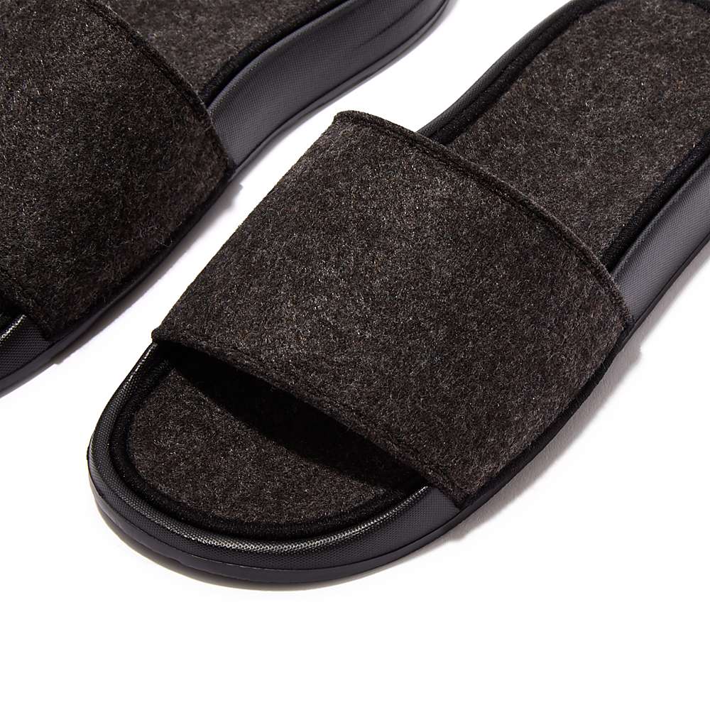 Fitflop IQUSHION E01 Felt Badslippers Dames Zwart | PVZ341987